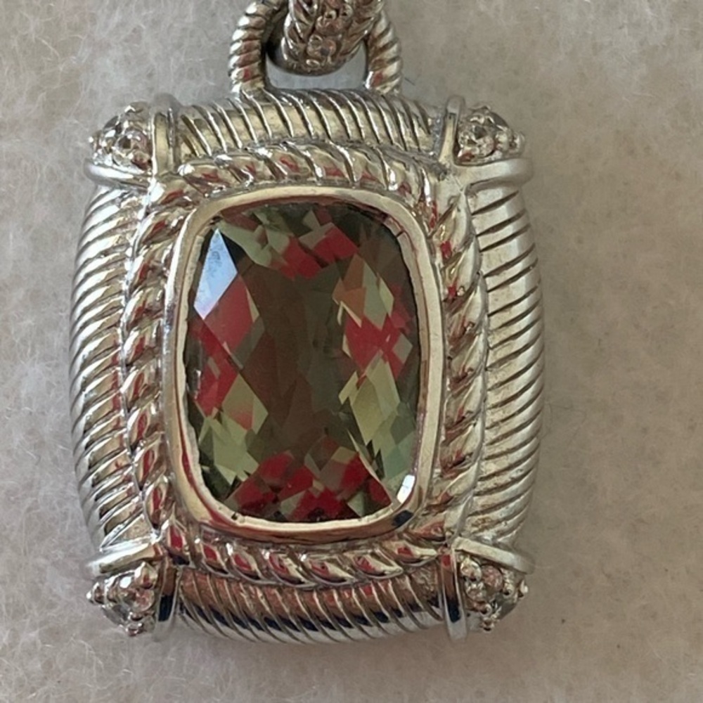Judith Ripka 925 Silver Mint Green Quartz Necklace Enhancer Pendant NWOT - Picture 3 of 10